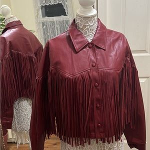 NEW “Nasty Gal” Faux Leather Fringe Jacket ****BRAND NEW**** Large